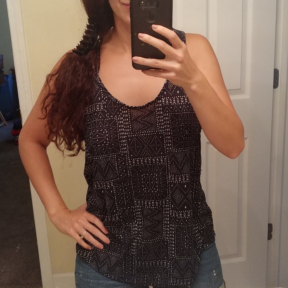 💥SOLD💥 Navy Blue Patterned Slub Tank